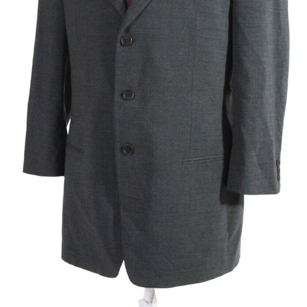 Mani Three Button Notched Lapel Blazer Gray Wool - image 5